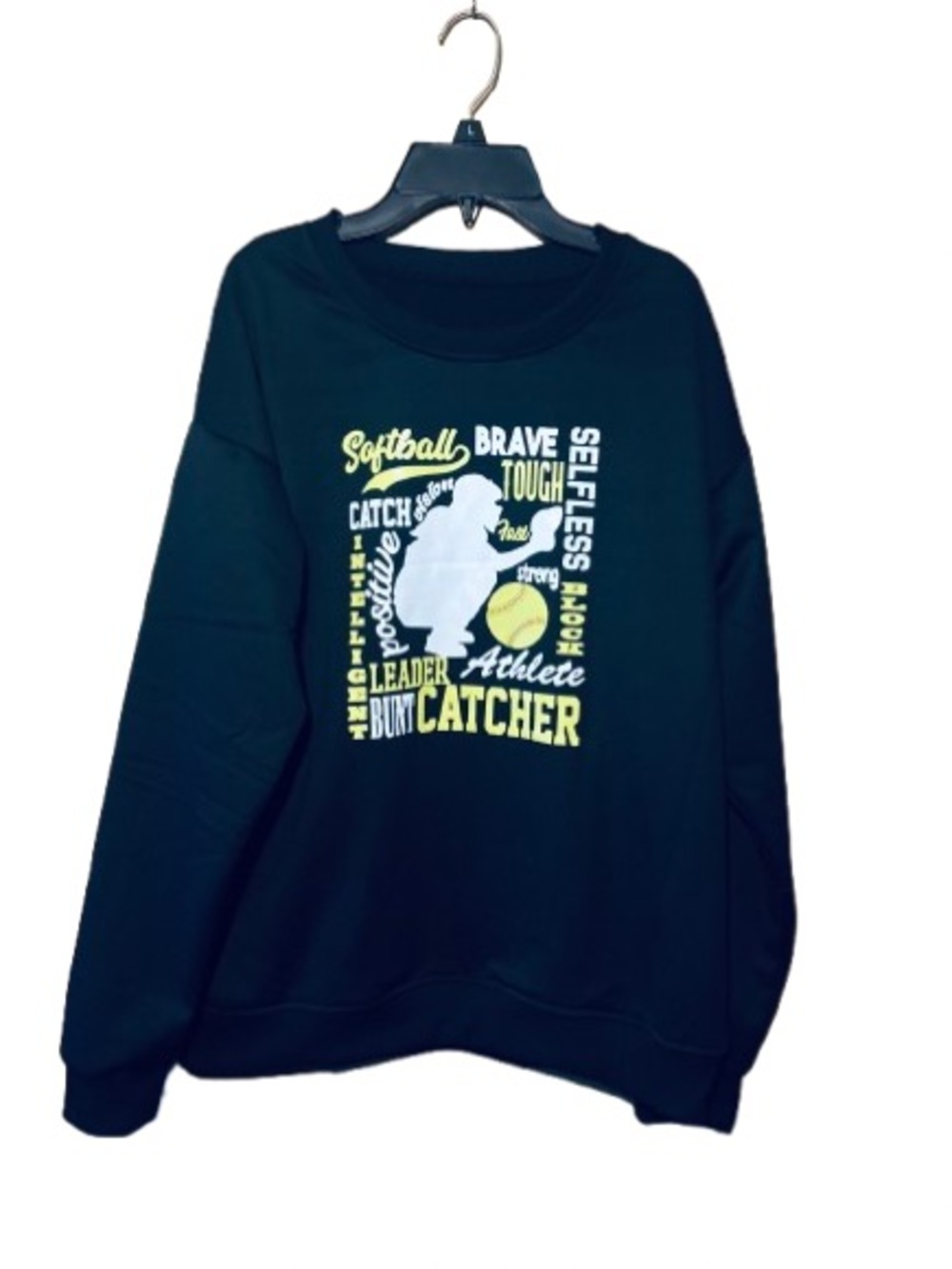 Catcher Softball Graphic Sweatshirt in Black and Yellow Medium